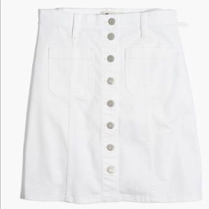 Madewell Denim Button-Front Skirt in White